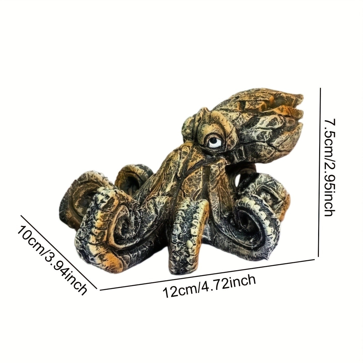 Tnessential Handcrafted Rustic Octopus Sculpture Resin Octopus Statue 3D Decor