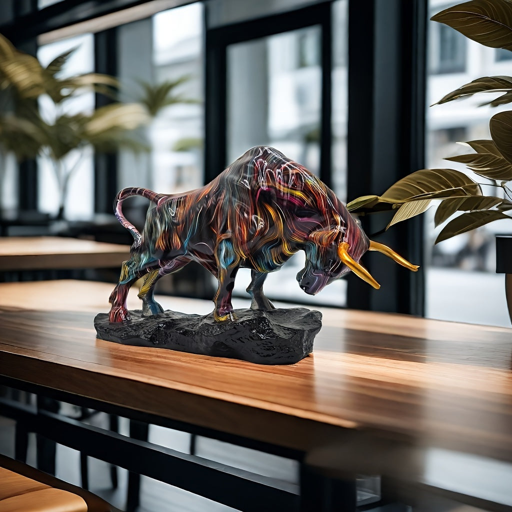 Tnessential Stunning Bronze Bull Sculpture 3D Decor