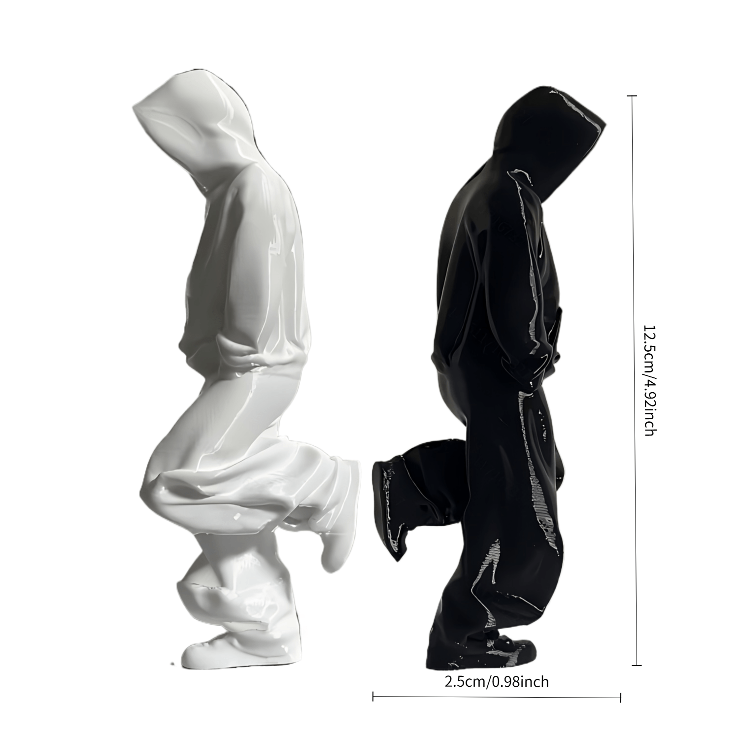 Tnessential Black and White Faceless Thinker Model Collectible Figurine 3D Decor