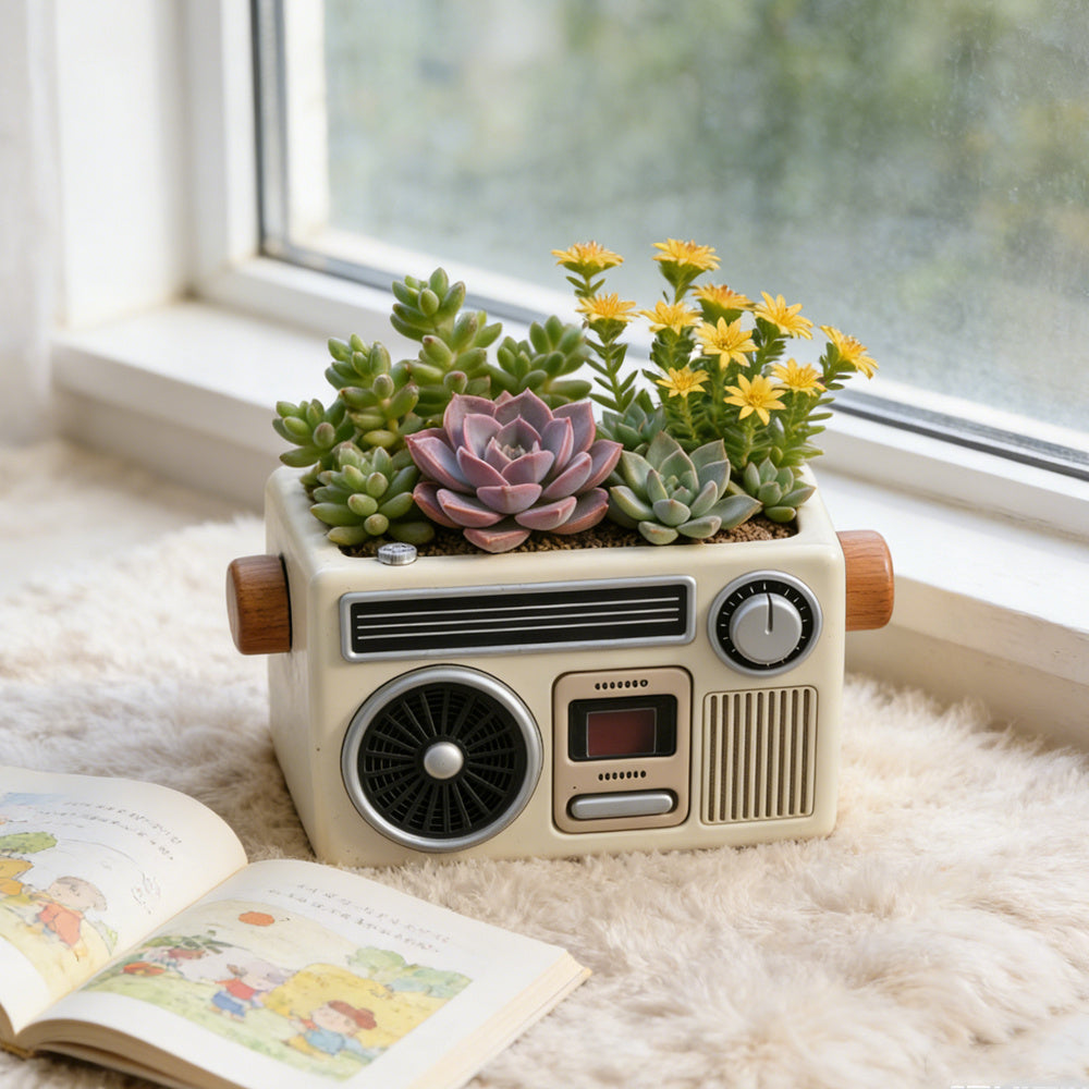 Tnessential Retro Radio Succulent Planter Silicone Mold 3D Decor