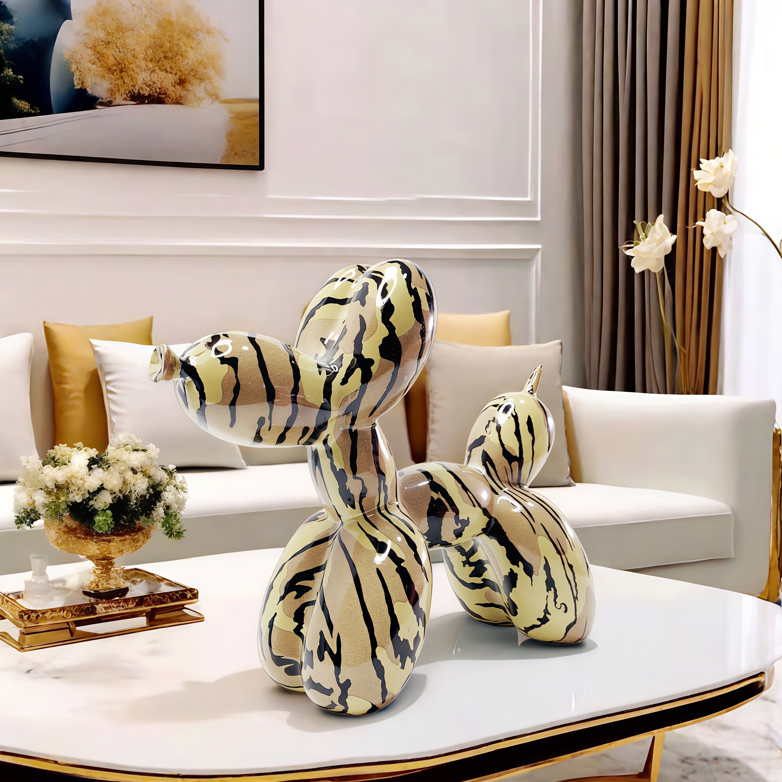 Tnessential Modern Abstract Dog Statue 3D Decor