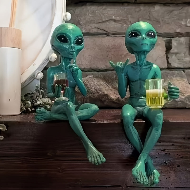 Tnessential Green Alien Resin Collectible Figurines 3D Decor