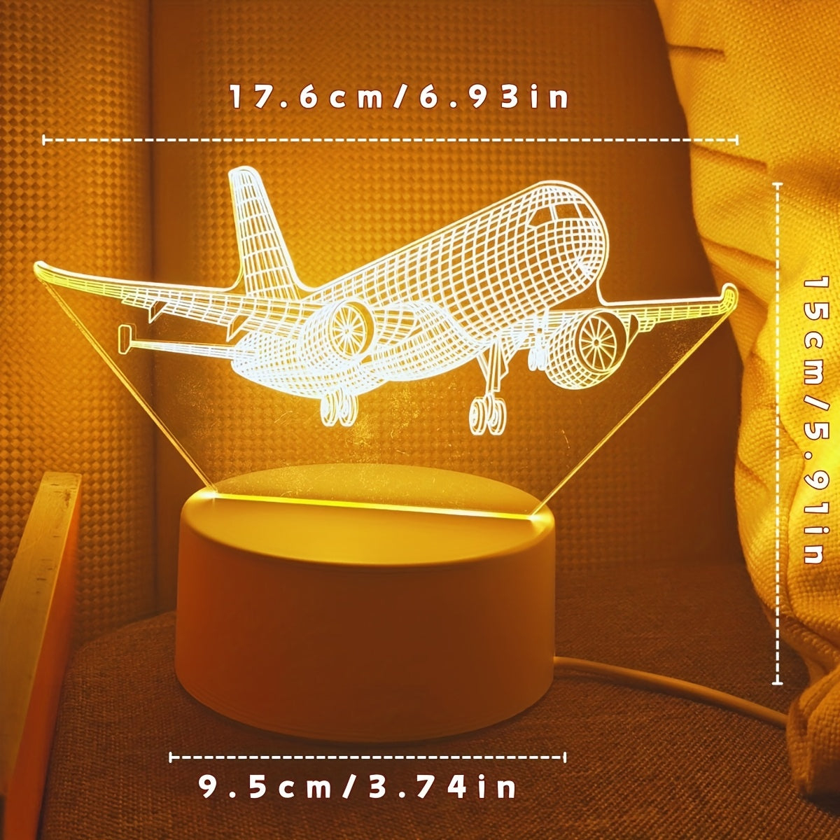 Tnessential Creative Airplane 3D Night Light with Switch Button Control 3D Decor