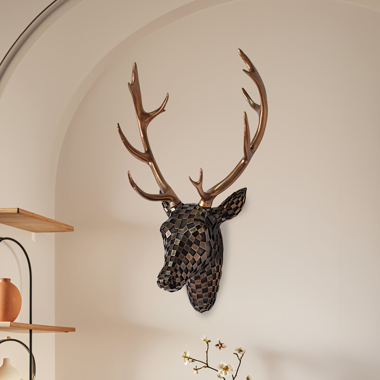 Tnessential Modern Mosaic Deer Head Wall Art 3D Decor