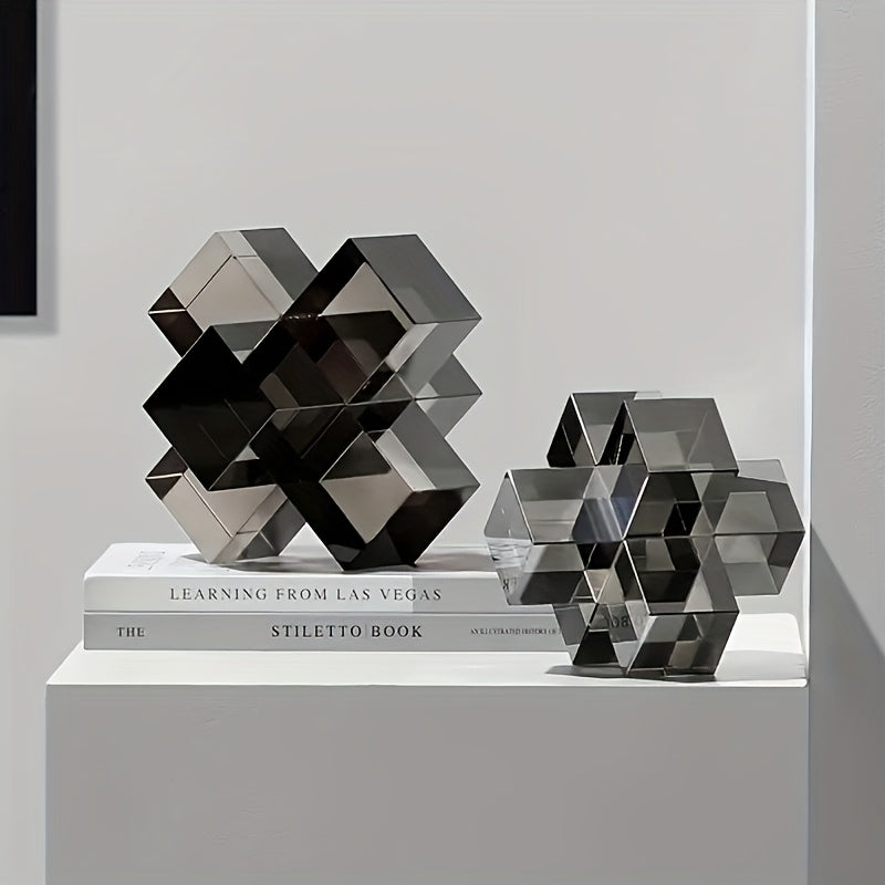 Tnessential Modern Minimalist Crystal Glass Geometric Statue 3D Decor