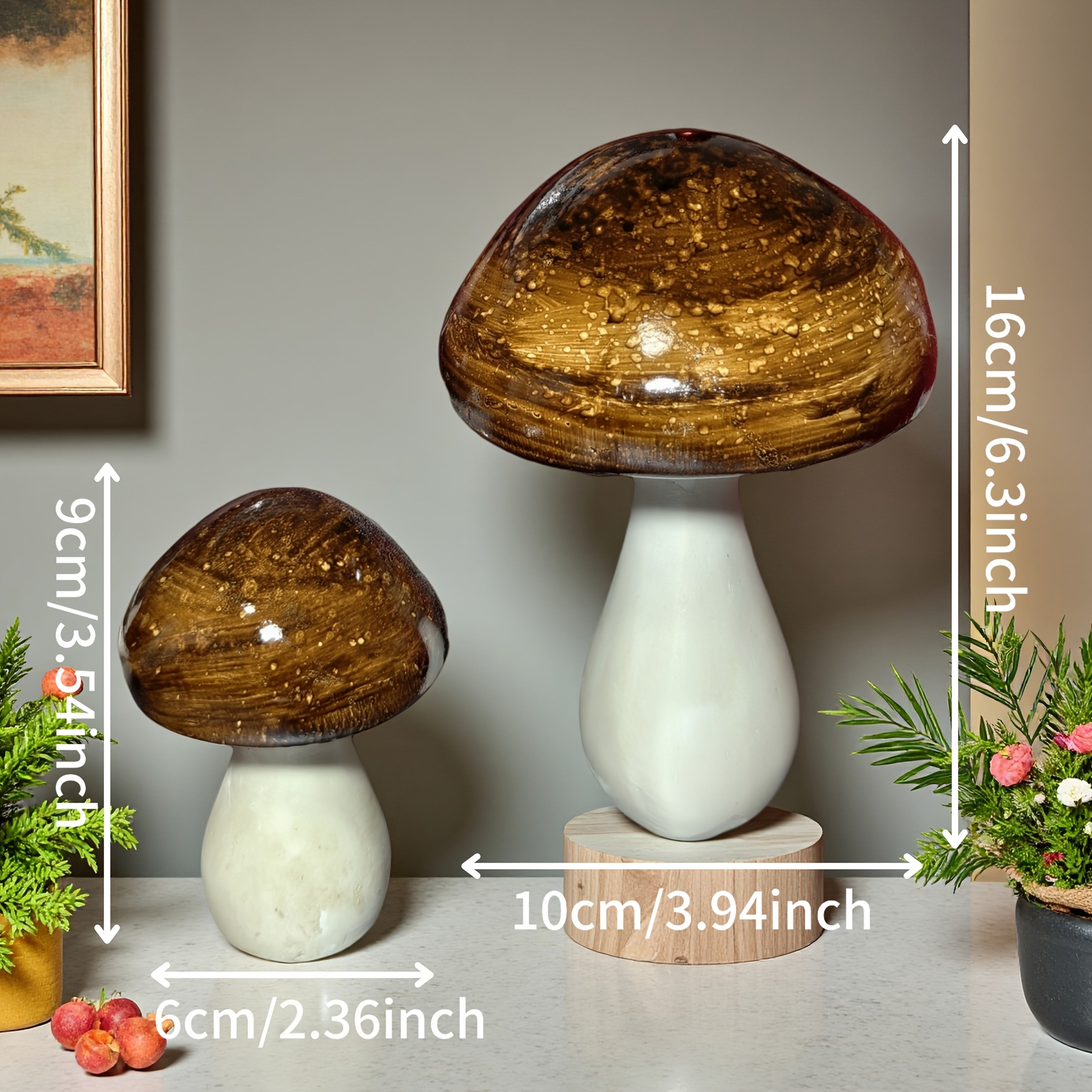 Tnessential Artificial Mushroom Resin Ornaments: Unique & Cute Design 3D Decor
