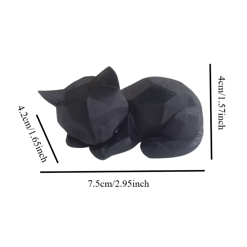 Tnessential Cute Abstract Geometric Sleeping Cat Ornament 3D Decor