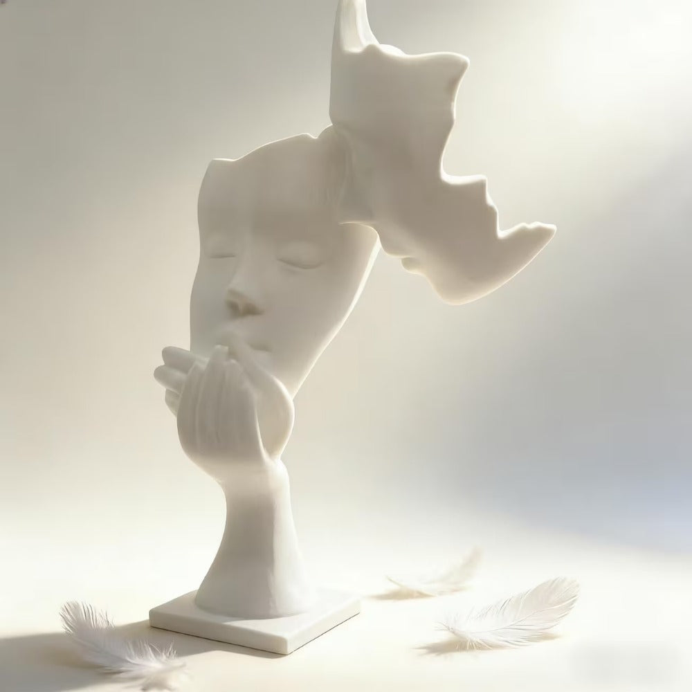 Tnessential Printed Whispering Couple Statue 3D Decor