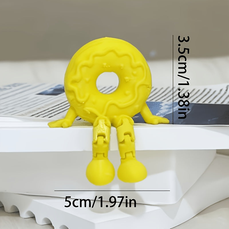 Tnessential Printed Yellow Donut Figure with Movable Joints 3D Decor