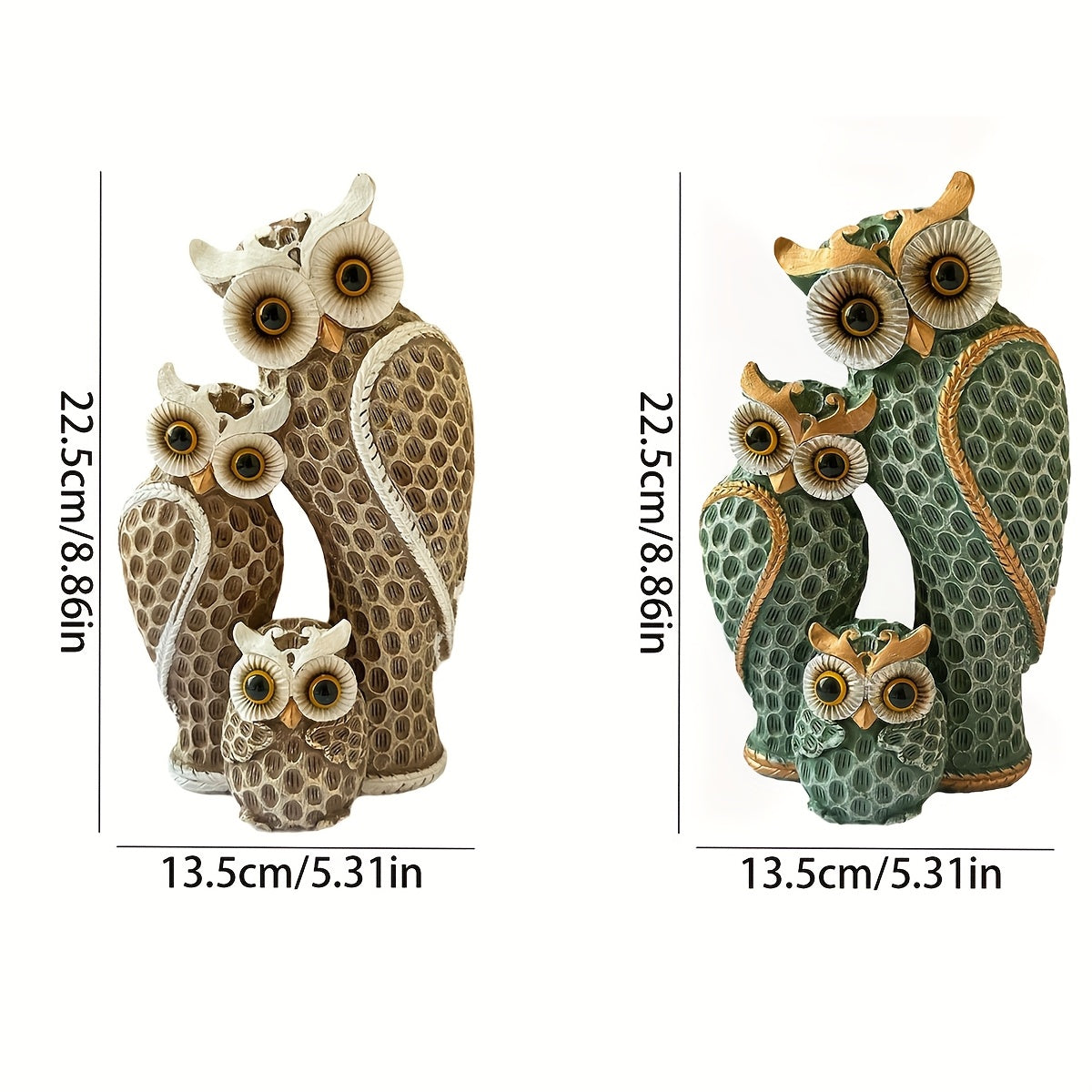 Tnessential Realistic Owl Family Figurine 3D Decor