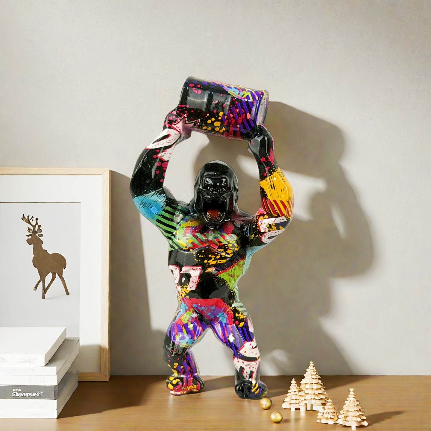 Tnessential Graffiti Number Gorilla Trendy Figurine 3D Decor