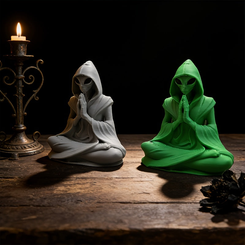 Tnessential Printed Meditating Alien Figurine 3D Decor