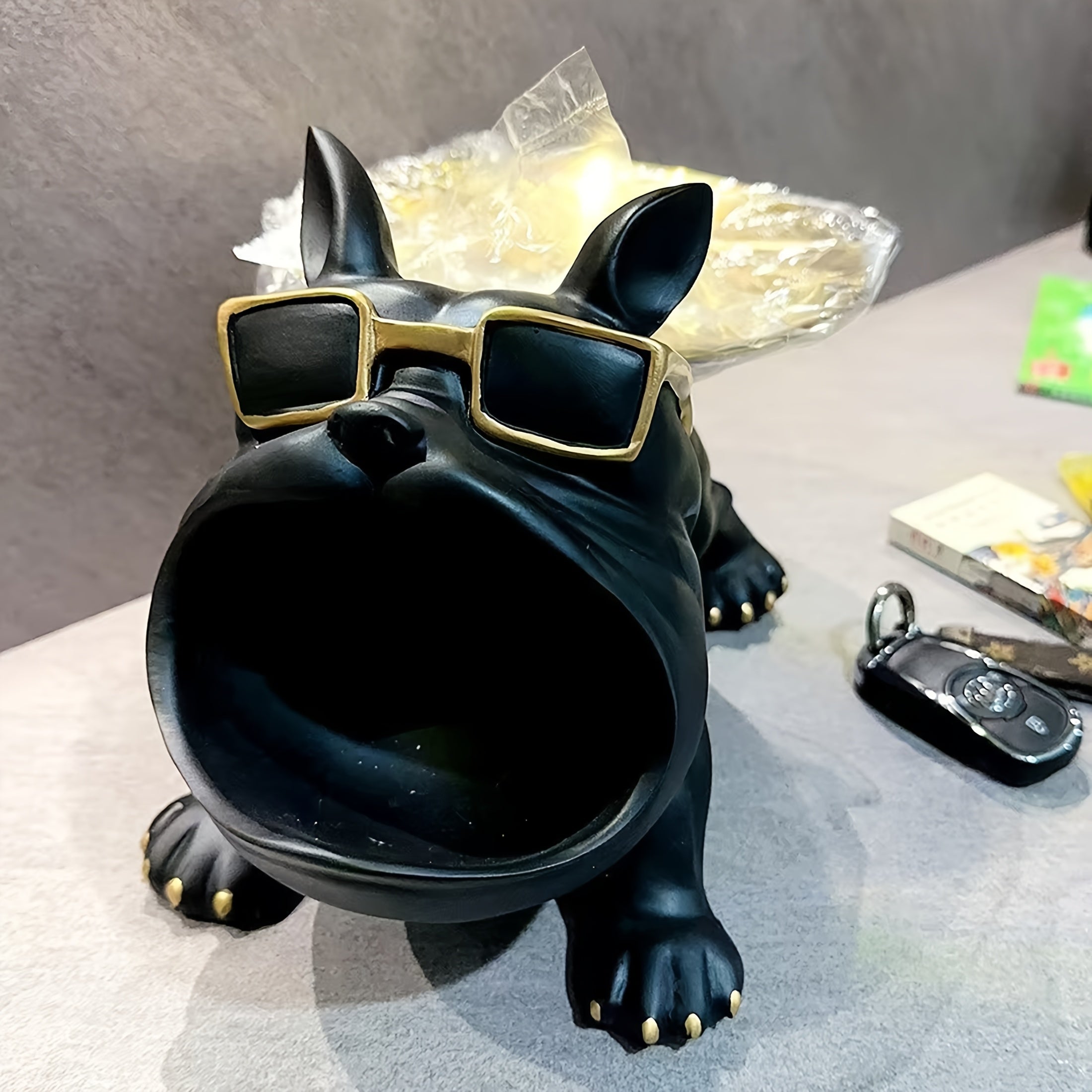 Tnessential Chic Dog Statue Resin Storage Tray 3D Decor