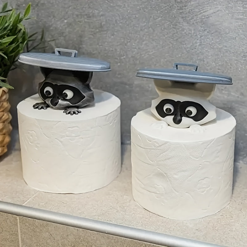 Tnessential Adorable 3D Printed Raccoon Toilet Paper Holder 3D Decor