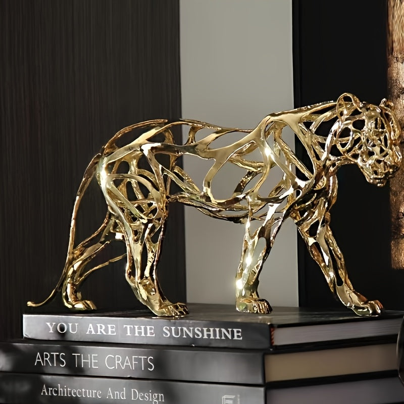 Tnessential Elegant Golden Metal Lion\u002fleopard\u002felephant\u002flion\u002fmount\u002ftiger Sculpture 3D Decor