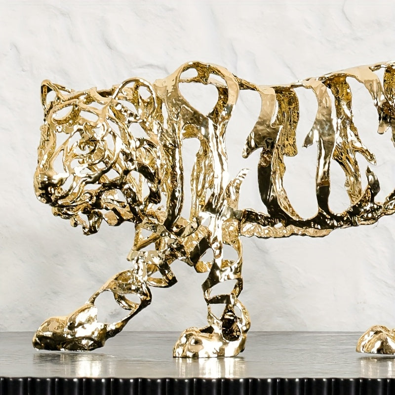 Tnessential Elegant Golden Metal Lion\u002fleopard\u002felephant\u002flion\u002fmount\u002ftiger Sculpture 3D Decor