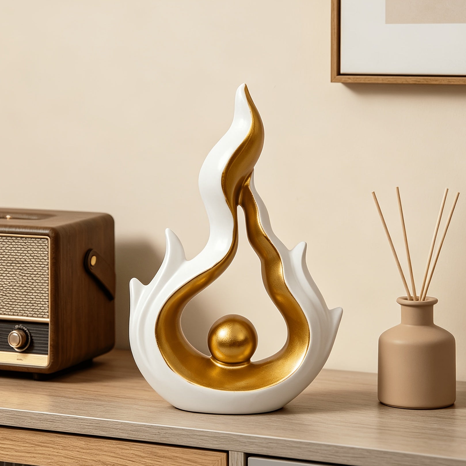 Tnessential Abstract Flame Sculpture 3D Decor