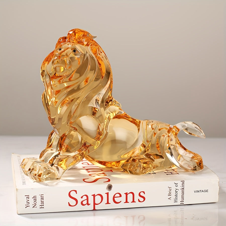 Tnessential D Flat 3D Creative Amber Lion Figurine Transparent 3D Decor