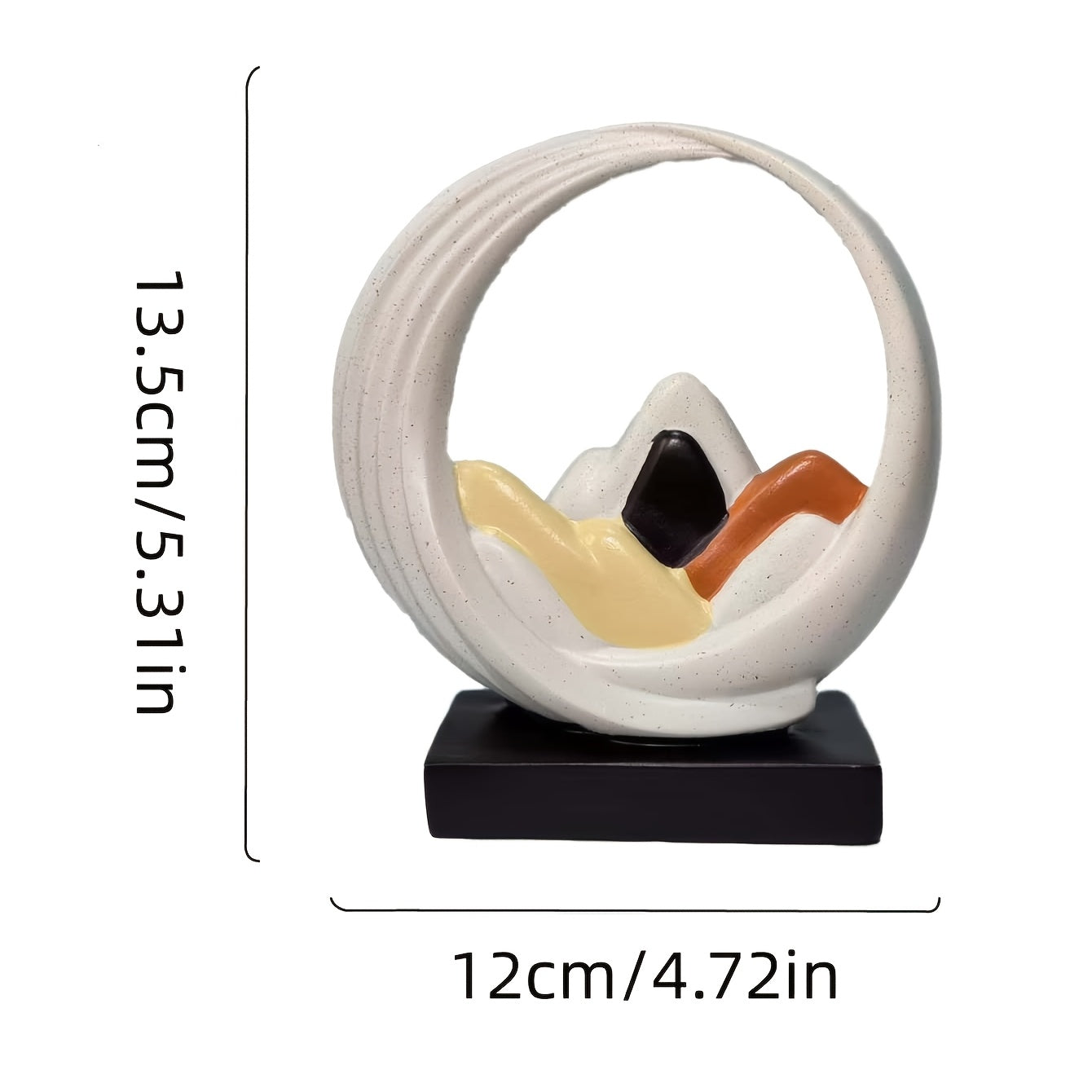 Tnessential Modern Minimalist Zen Mountain Peak Resin Ornament with 3D Decor