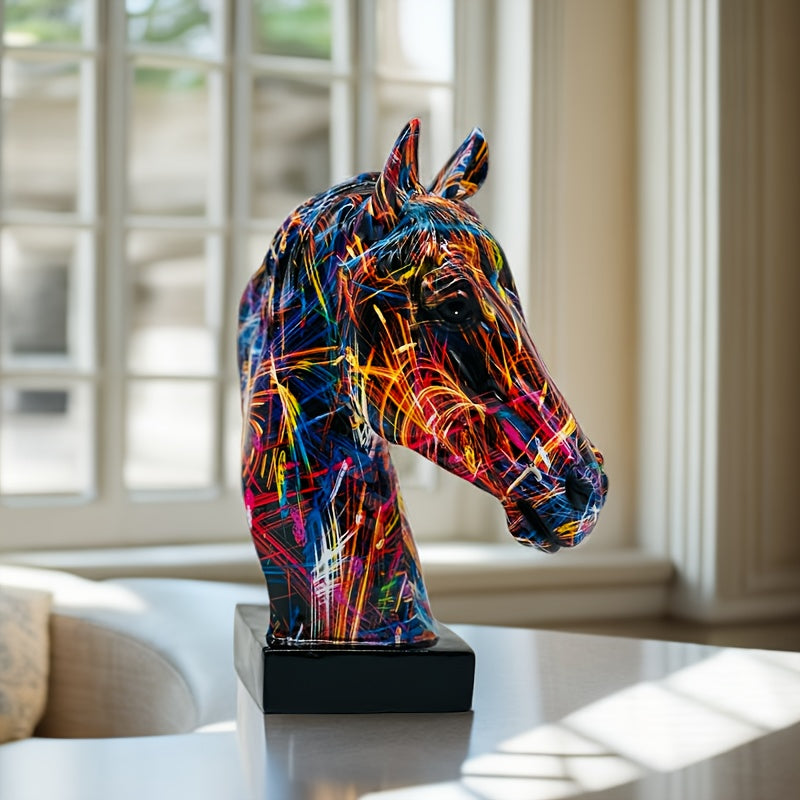 Tnessential Colorful Resin Horse Head Sculpture 3D Decor
