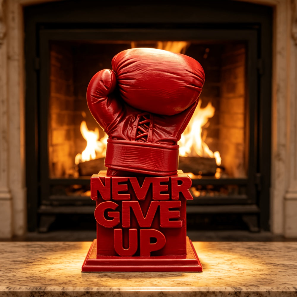 Tnessential Motivational 'never Give Up' Boxing Glove Sculpture 3D Decor