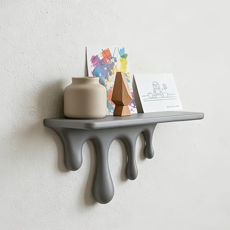 Tnessential Floating Shelf Art Dripping Wall Shelf Creative Flowing 3D Decor