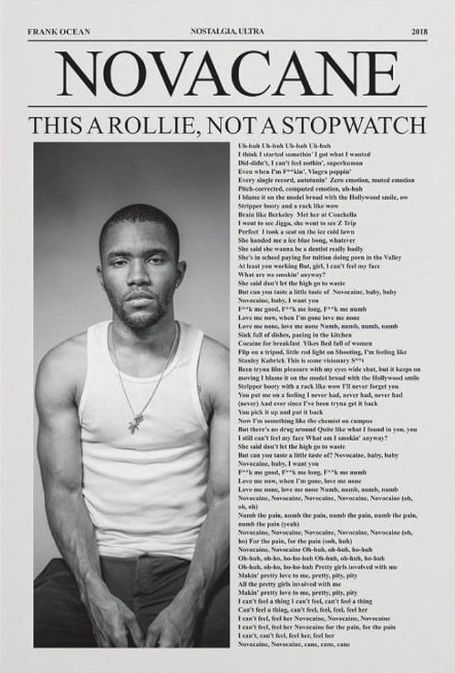 FRANK OCEAN "NOVA CANE" CANVAS POSTER