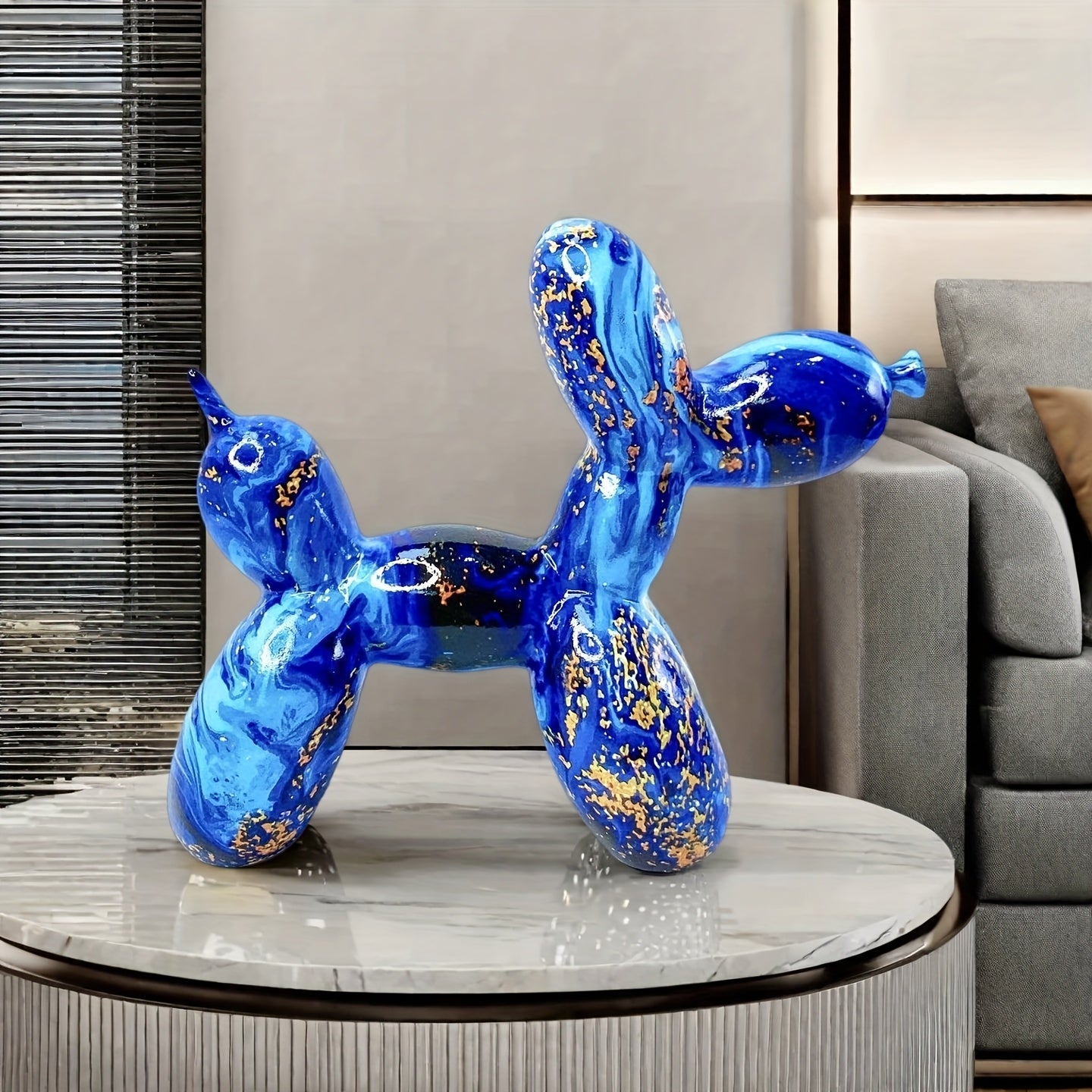 Tnessential Blue and Golden Water-soaked Balloon Dog 3D Decor