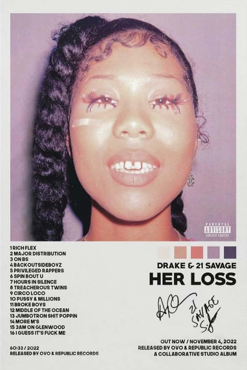 DRAKE "HER LOSS" CANVAS POSTER