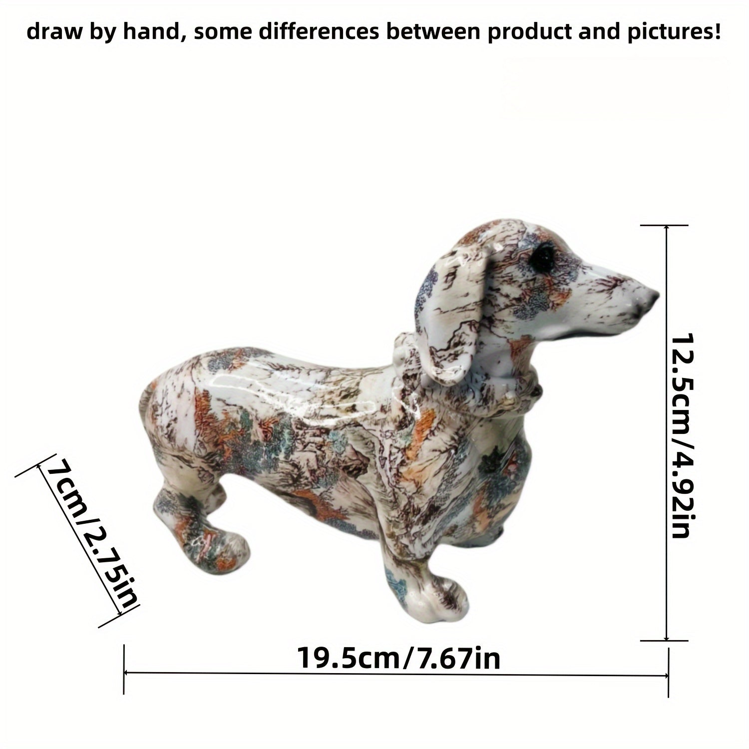 Tnessential Vibrant Graffiti Sausage Dog Statue 3D Decor