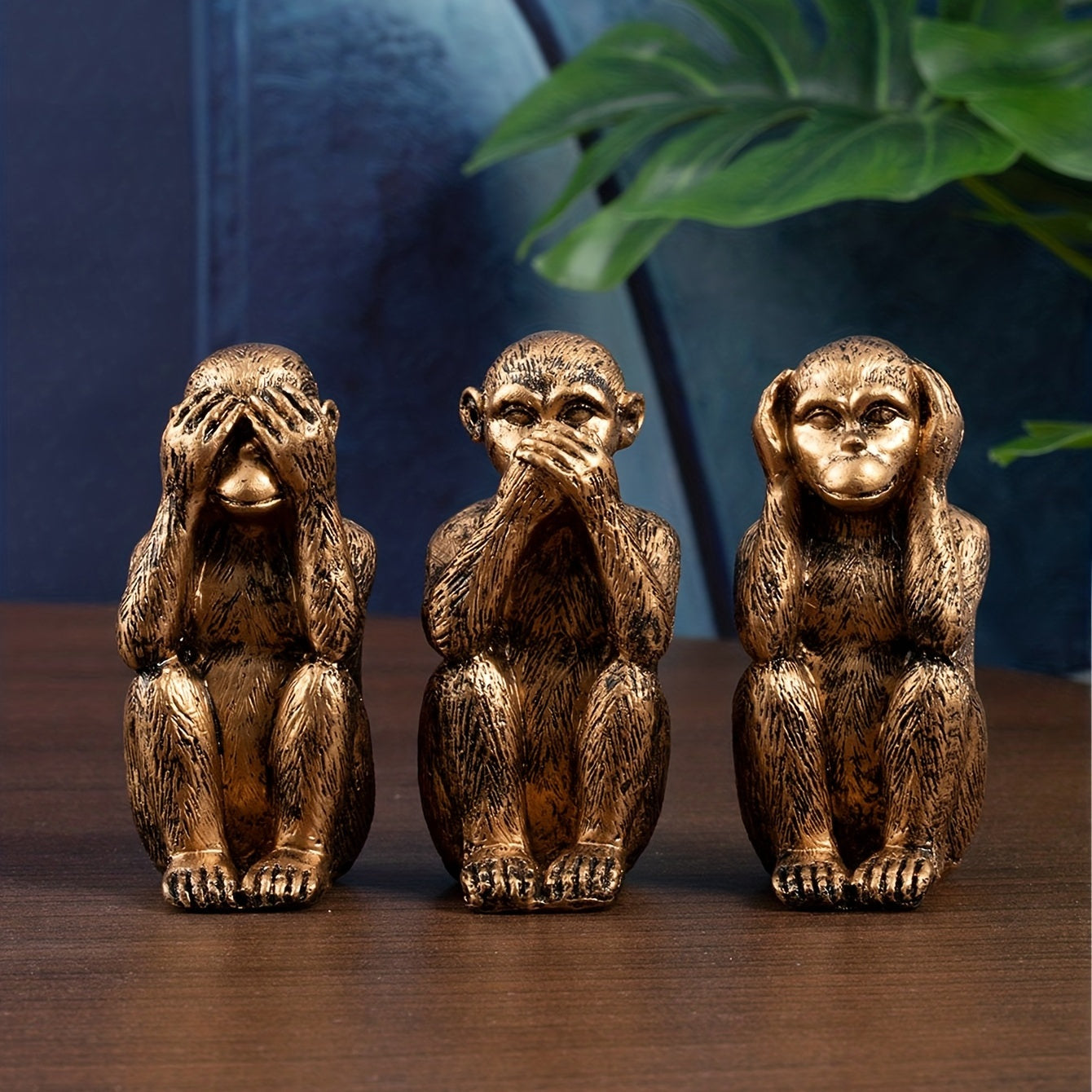 Tnessential Set Modern Resin Monkey Sculpture for 3D Decor