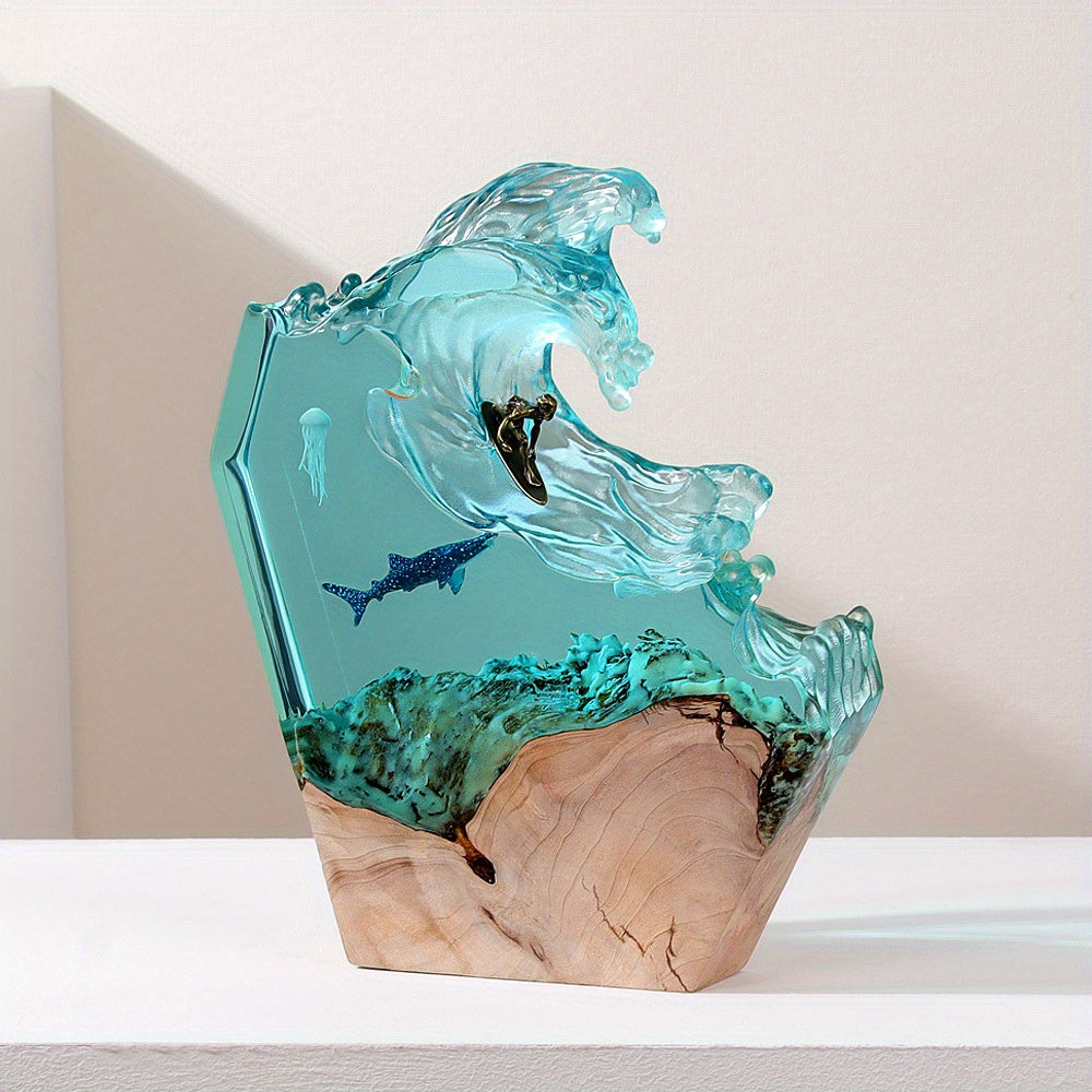 Tnessential Handcrafted Surf Whale Resin Lighting Featuring a Dimmable 3D Decor