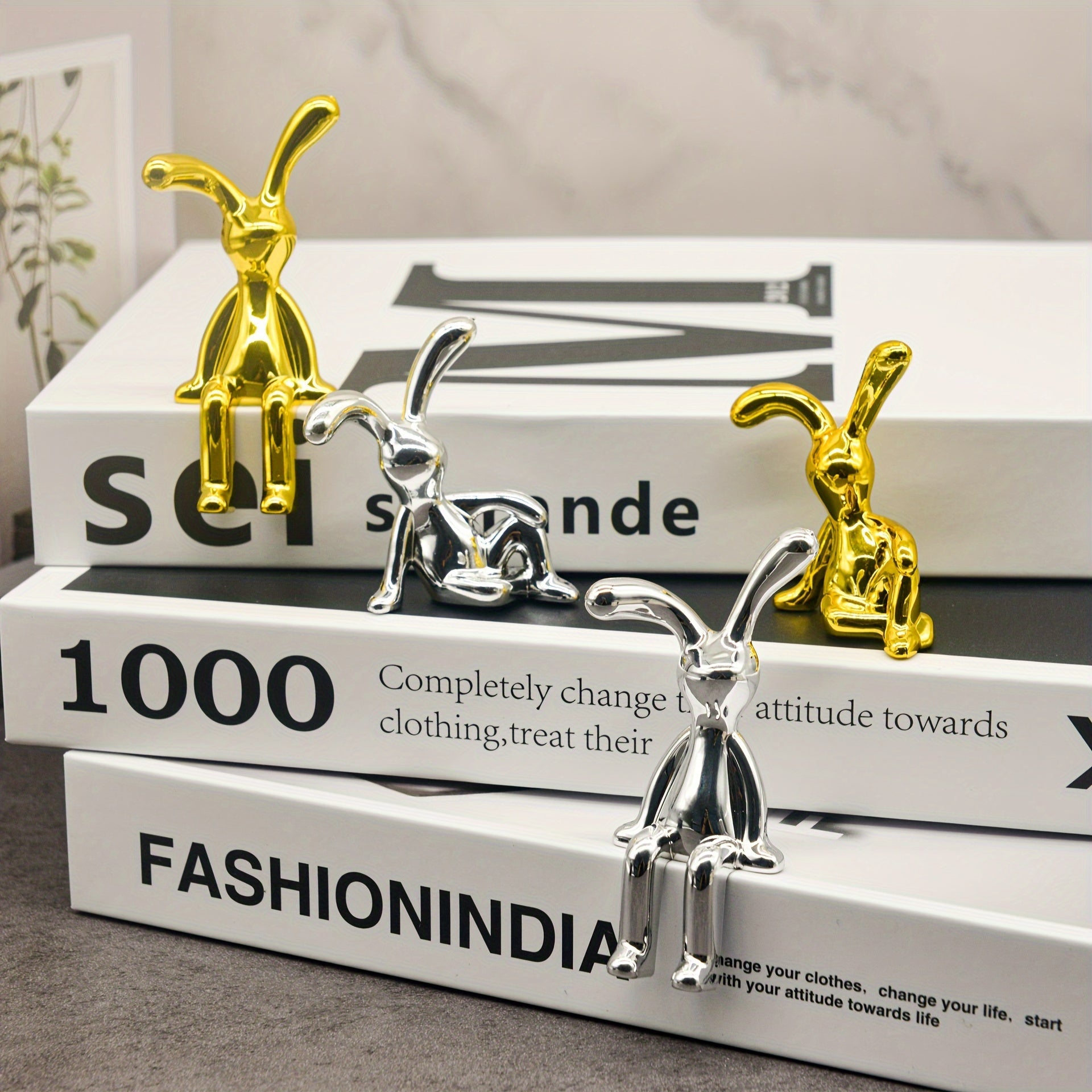 Tnessential Set of Nordic Style Creative Rabbit Ornaments 3D Decor