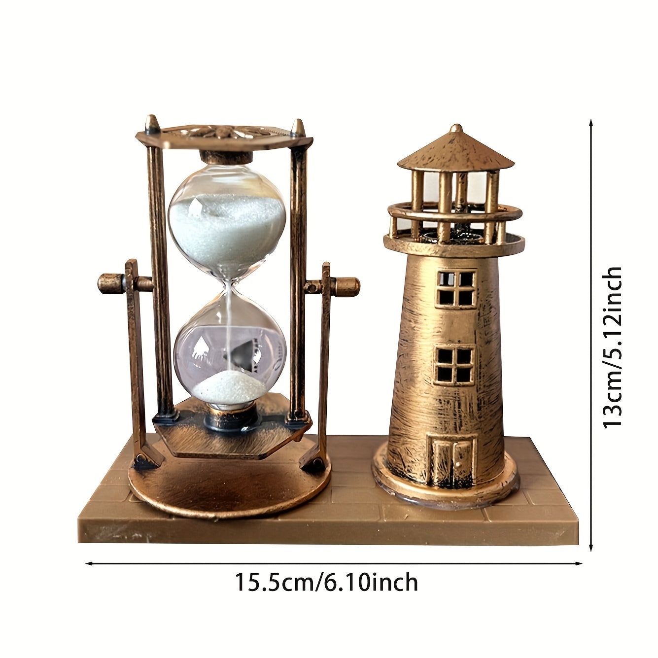 Tnessential Retro Style Lighthouse Shape Hourglass Decoration Office 3D Decor