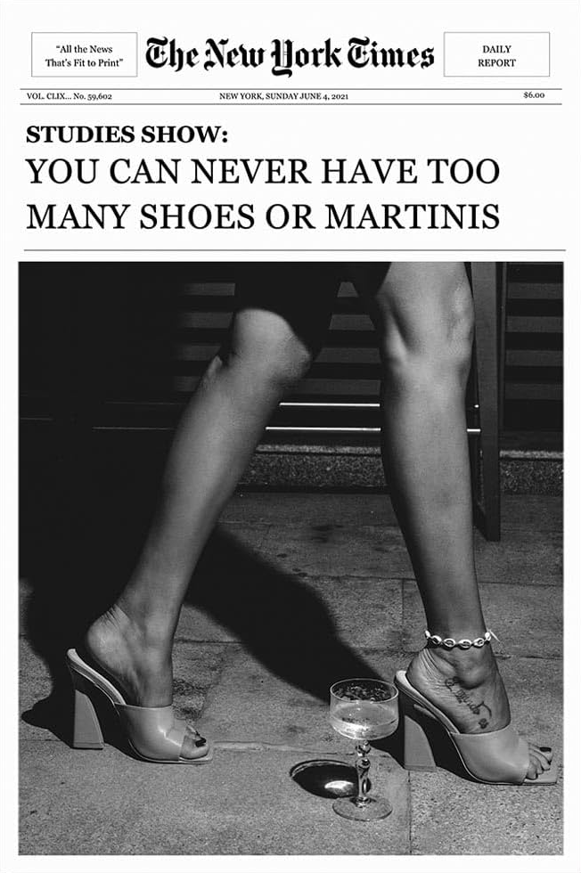THE NEW YORK TIMES " YOU CAN NEVER HAVE TO MANY MARTINIS " CANVAS POSTER