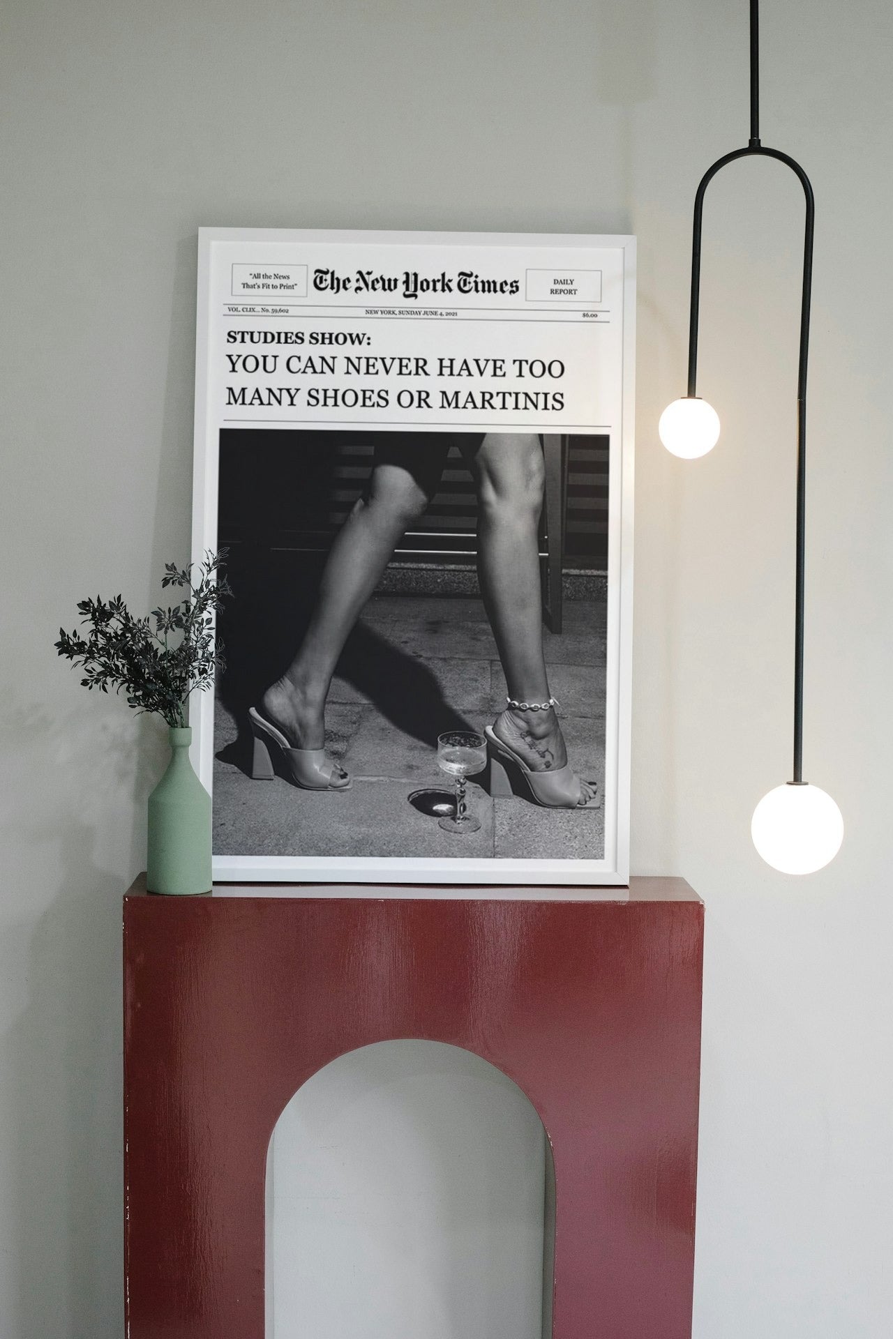 THE NEW YORK TIMES " YOU CAN NEVER HAVE TO MANY MARTINIS " CANVAS POSTER