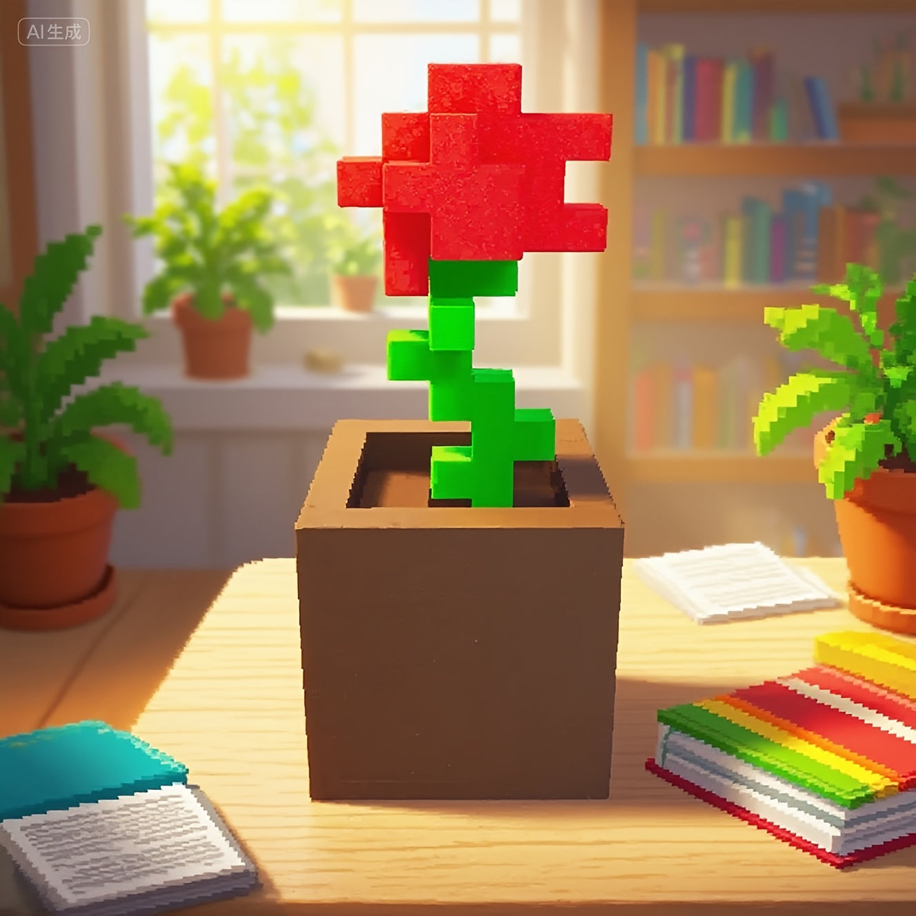 Tnessential Pixel Rose Decoration 3D Decor