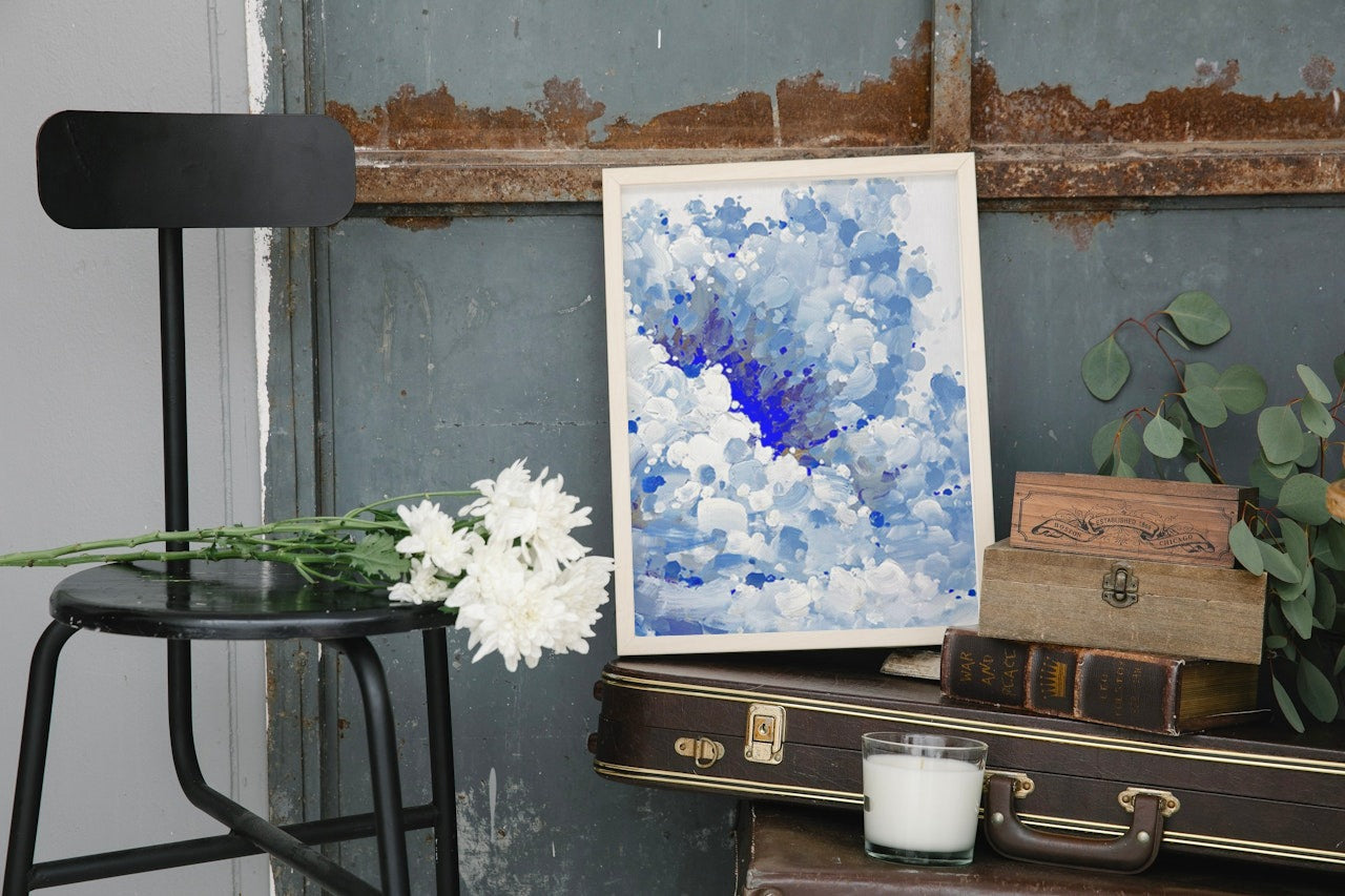 ABSTRACT BLUE CANVAS POSTER