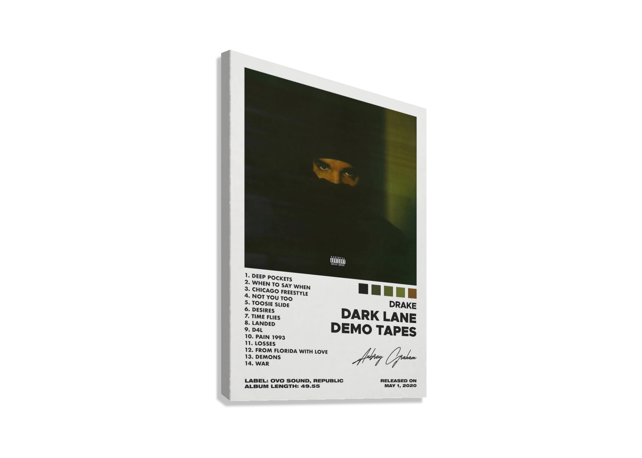 DRAKE "DEMO TAPES" CANVAS POSTER