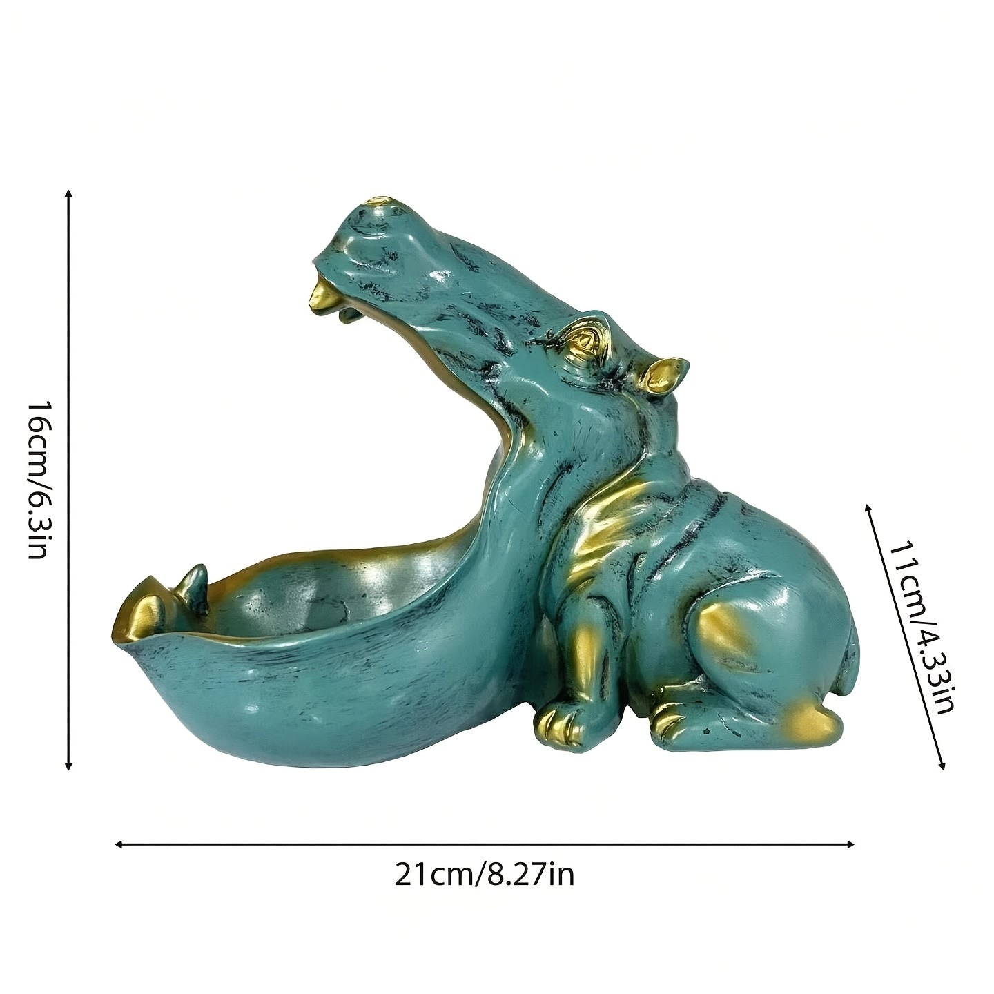Tnessential Resin Hippopotamus Sculpture with Big Mouth 3D Decor