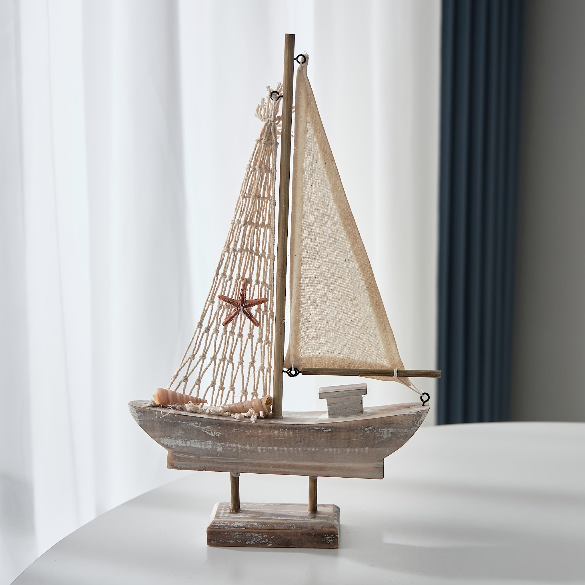 Tnessential Wooden Sailboat and Mediterranean Fishing Boat Model 3D Decor
