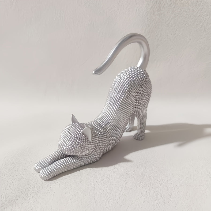 Tnessential Modern Charm Beaded Cat Statue 3D Decor