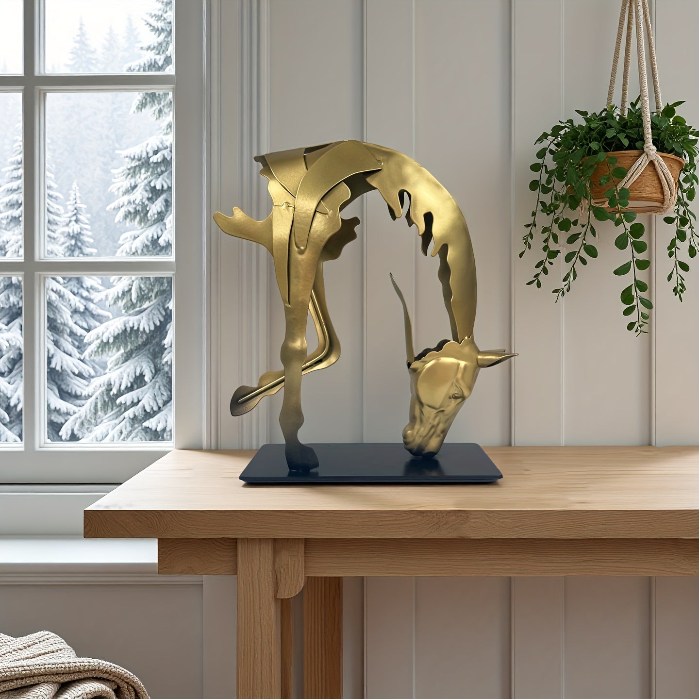 Tnessential Handcrafted Metal Horse Statue 3D Decor