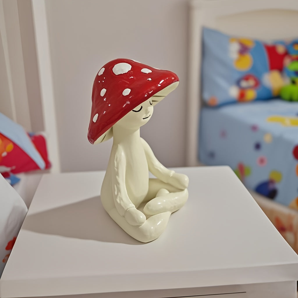Tnessential Collectible Figurines Anime-themed Meditation Mushroom 3D Decor