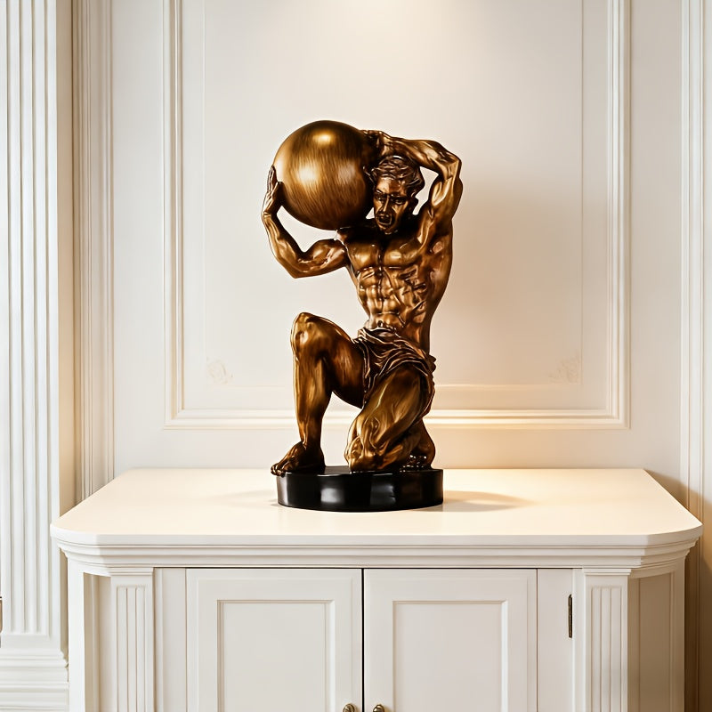Tnessential Large Exquisite Hand-carved Muscular Hercules Statue 3D Decor