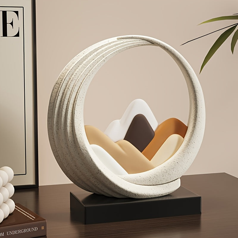 Tnessential Modern Minimalist Zen Mountain Peak Resin Ornament with 3D Decor