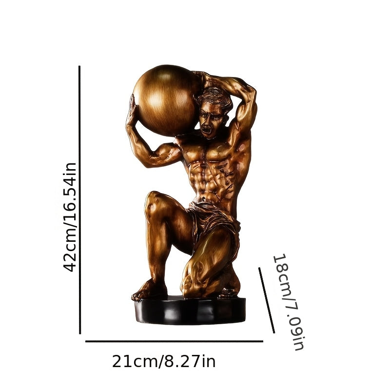 Tnessential Large Exquisite Hand-carved Muscular Hercules Statue 3D Decor