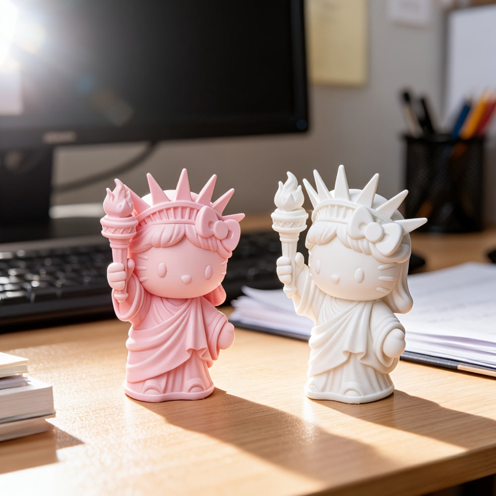 Tnessential Cat Statue of Liberty Figurine Creative Cartoon 3D Decor