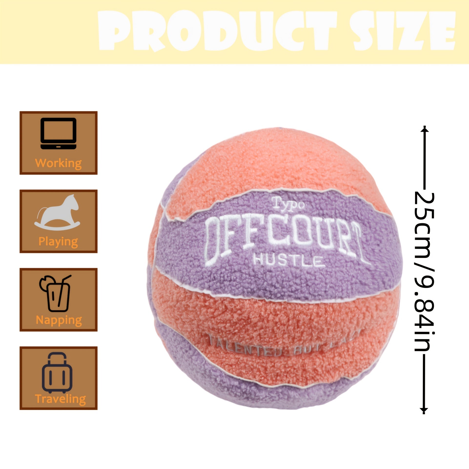 Tnessential Offcourt Basketball Toys Soft Basketball Stuffed 3D Decor