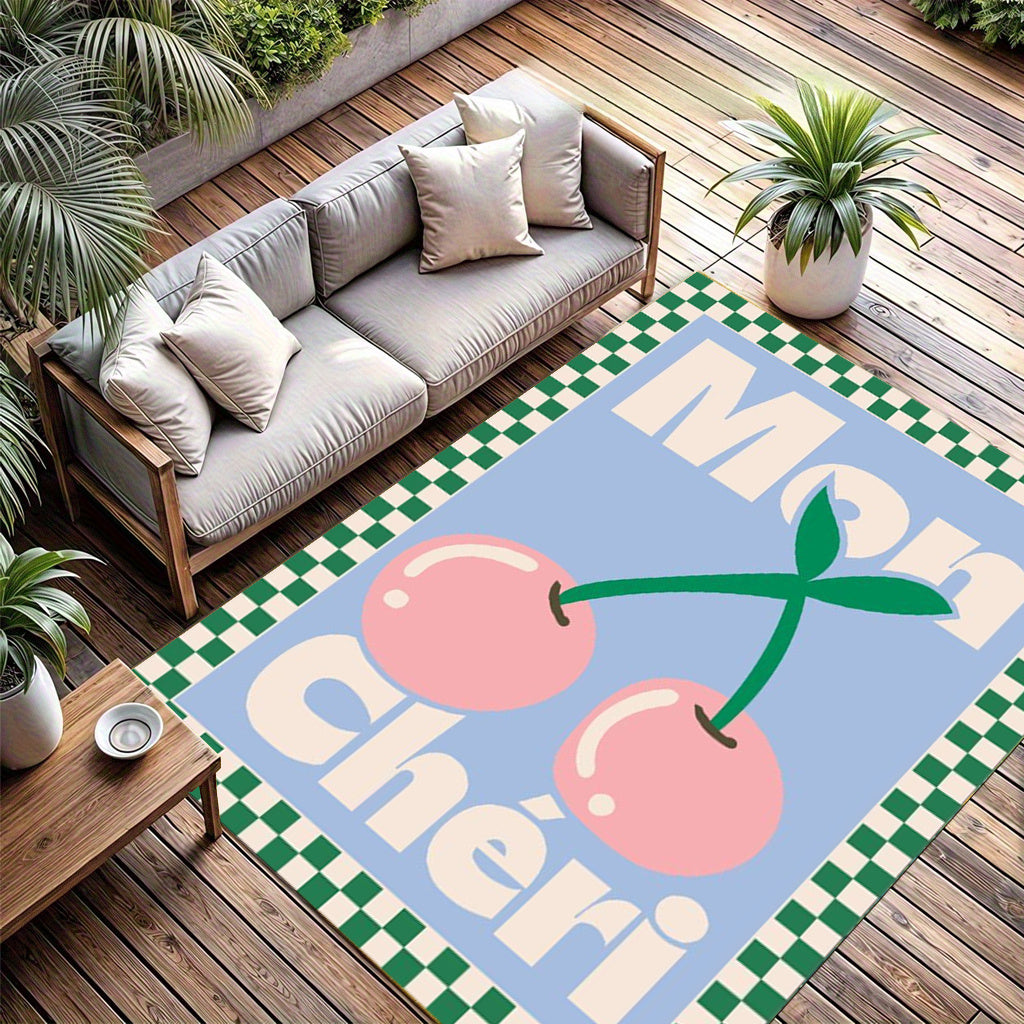 PINK CHECKERED RUG view 2